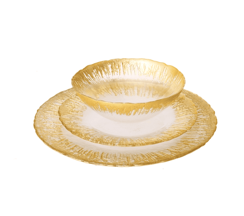 12 Piece Flashy Gold Dinnerware Set