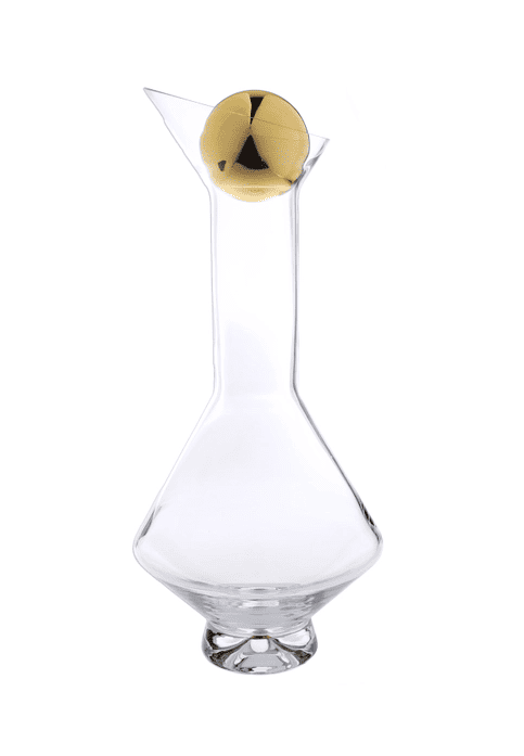 Glass Diamond Shaped Decanter with Gold Reflection and Lid - Image 2